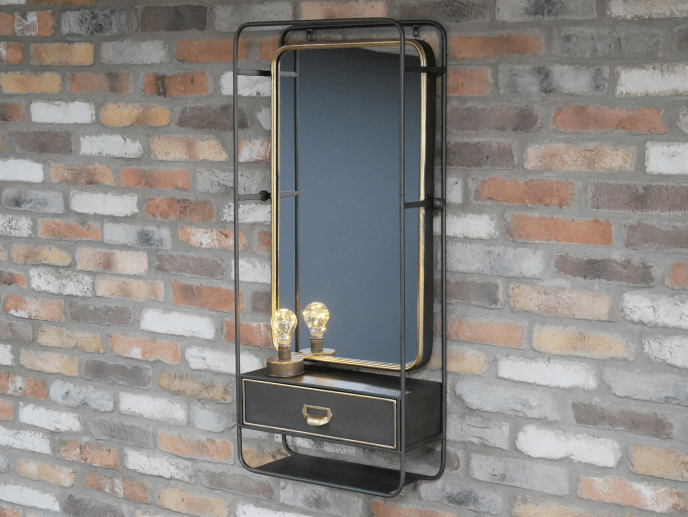 Industrial Wall Shelf Unit with Mirror Ashford Collection
