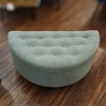Grey Fabric Half Moon Stool